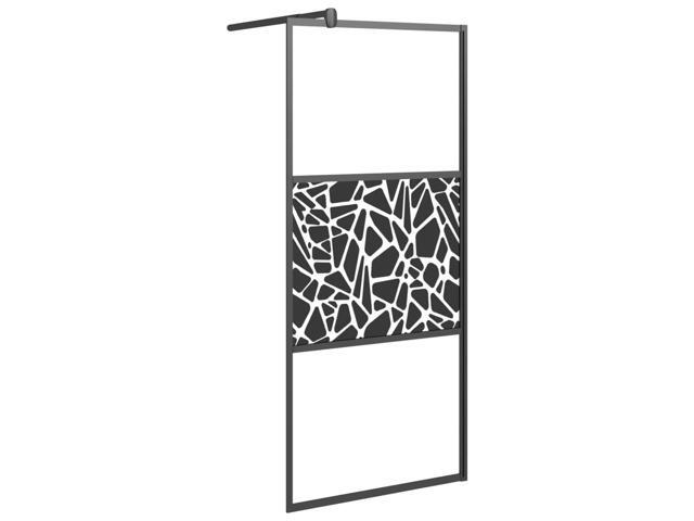 vidaXL Walk-in Shower Wall with Shelf Black 35.4'x76.8' ESG Glass & Aluminum