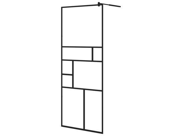 vidaXL Walk-in Shower Wall with Shelf Black 31.5'x76.8' ESG Glass & Aluminum
