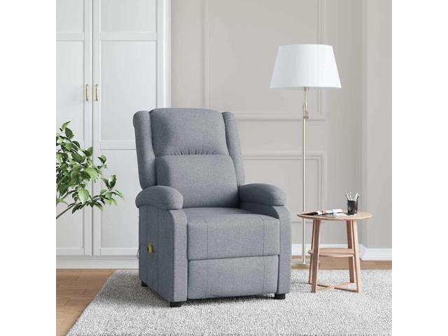 vidaXL Massage Recliner Light Gray Fabric Reclining Electric Chair Furniture