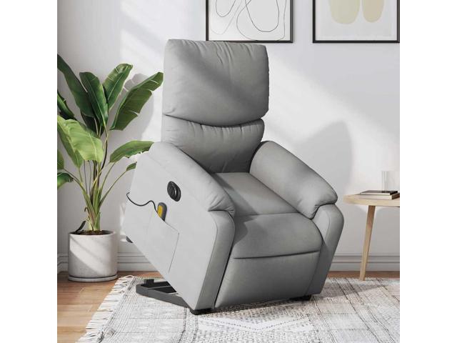 vidaXL Electric Stand up Massage Recliner Chair Armchair Light Gray Fabric