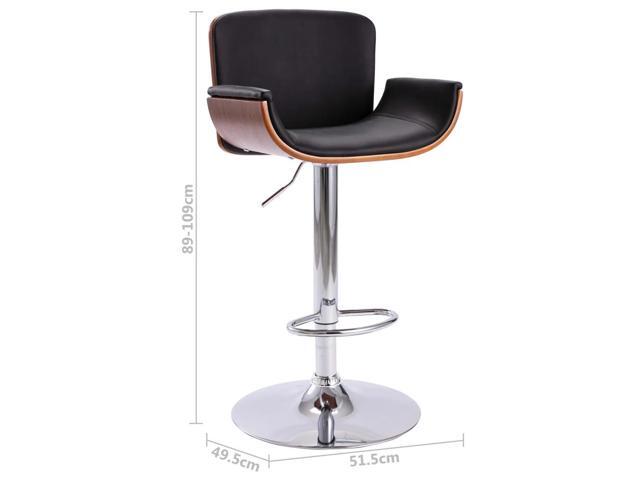 vidaXL Bar Stool Counter Chair with Footrest for Dining Room Black Faux Leather