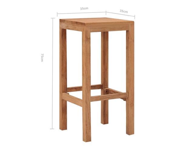 vidaXL Bar Stool Set of 4 Natural Wood Solid Teak Wood Durable