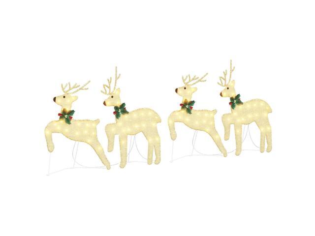 vidaXL LED Reindeers 4 pcs Gold fabric