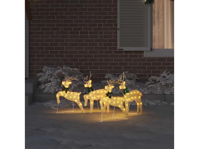 vidaXL LED Reindeers 4 pcs Gold fabric