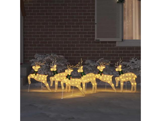 vidaXL LED Reindeers 6 pcs Gold fabric