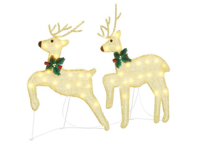vidaXL LED Reindeers 2 pcs Warm White fabric