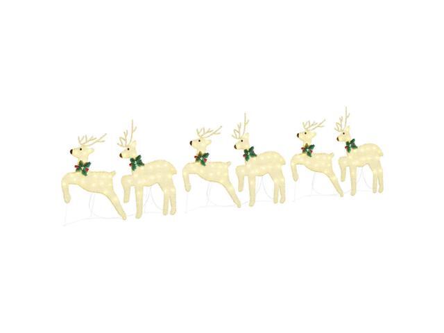 vidaXL LED Reindeers 6 pcs Gold fabric
