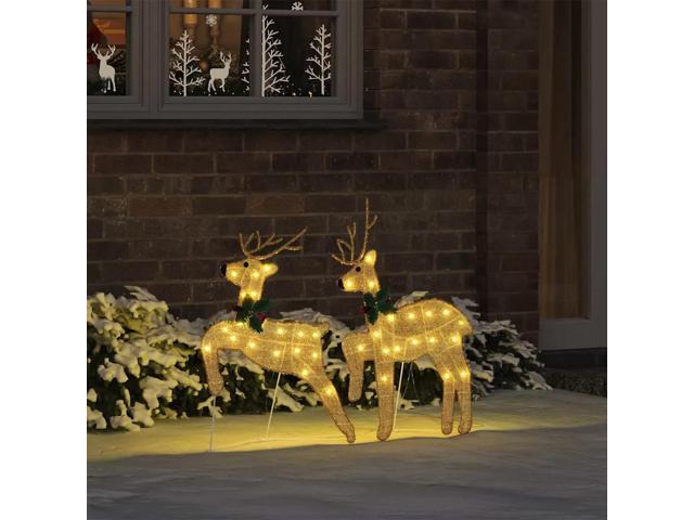vidaXL LED Reindeers 2 pcs Warm White fabric