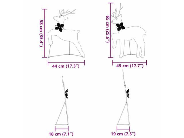 vidaXL LED Reindeers 2 pcs Warm White fabric