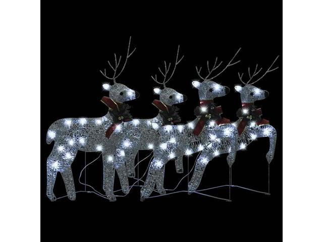 vidaXL Christmas Reindeers 4 Pcs Christmas Lighting Display with 80 LEDs Silver
