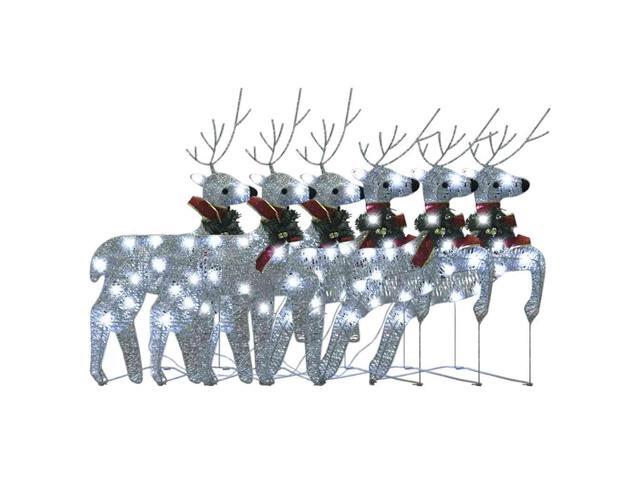 vidaXL Christmas Reindeers 6 Pcs Christmas Light Display with 120 LEDs Silver