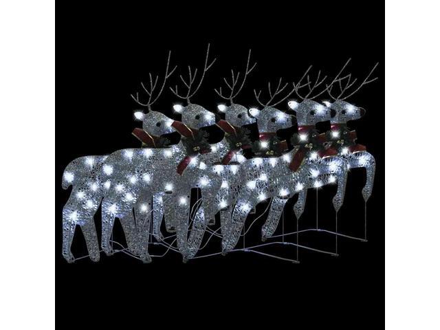 vidaXL Christmas Reindeers 6 Pcs Christmas Light Display with 120 LEDs Silver