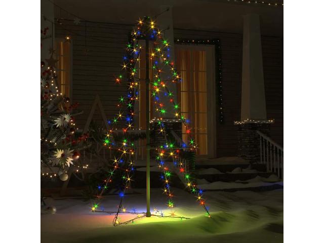 vidaXL Christmas Cone Tree Artificial Xmas Tree with LEDs Christmas Lighting