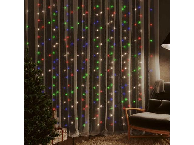 vidaXL LED Curtain Fairy Lights 1.2'x1.2' 300 LED Colorful 8 Function