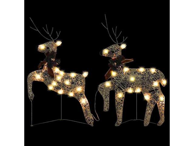 vidaXL Christmas Reindeers 2 Pcs Christmas Lighting Display with 40 LEDs Gold