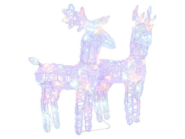 vidaXL Christmas Reindeers 2 Pcs Light Display with 80 LEDs Multicolor Acrylic
