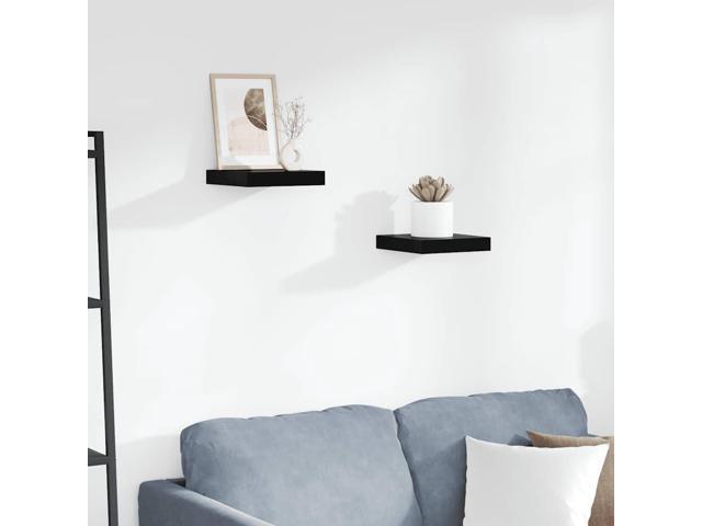 vidaXL Wall Shelves Floating Shelves Display Shelves 2 Pcs High Gloss Black