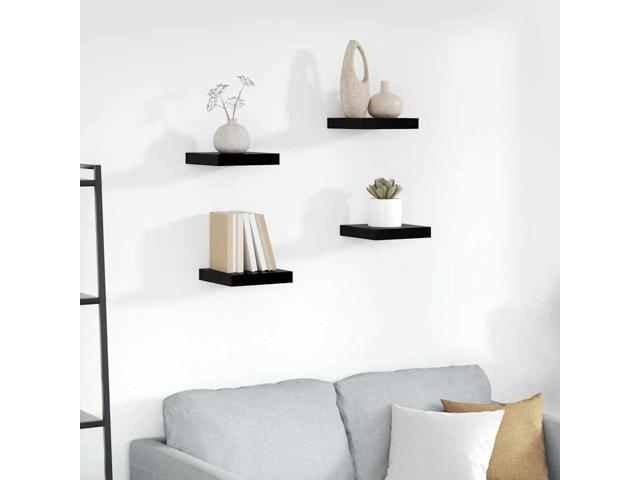 vidaXL Wall Shelves Floating Shelves Display Shelves 2 Pcs High Gloss Black
