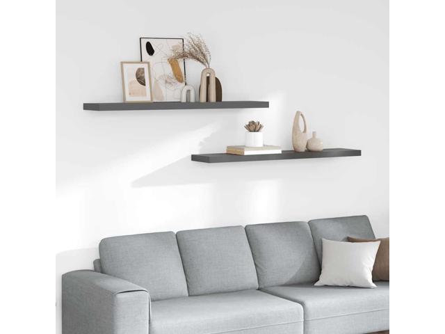 vidaXL Wall Shelves Floating Shelves Display Shelves 2 Pcs High Gloss Gray