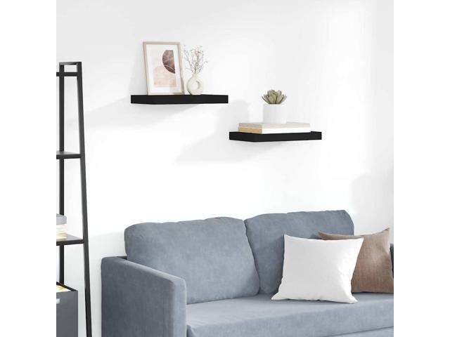 vidaXL Wall Shelves Floating Shelves Display Shelves for Books 2 Pcs Black