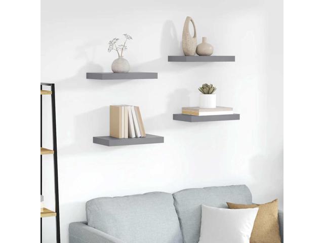 vidaXL Wall Shelves Floating Shelves Display Shelves for Books 2 Pcs Gray