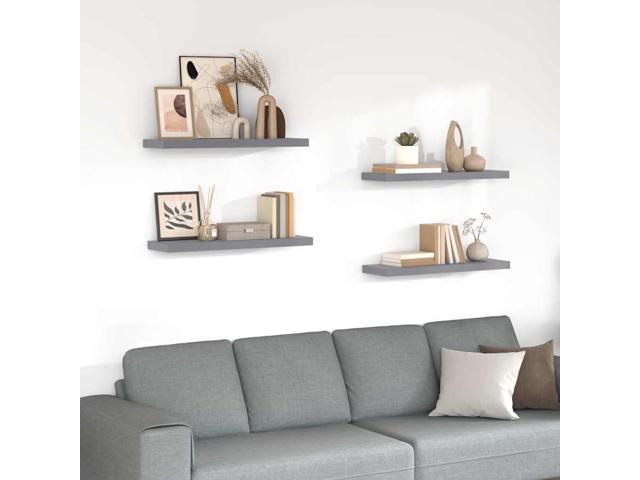 vidaXL Wall Shelves Floating Shelves Display Shelves for Books 2 Pcs Gray