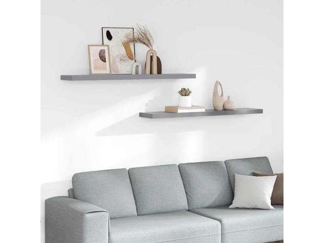 vidaXL Wall Shelves Floating Shelves Display Shelves for Books 2 Pcs Gray