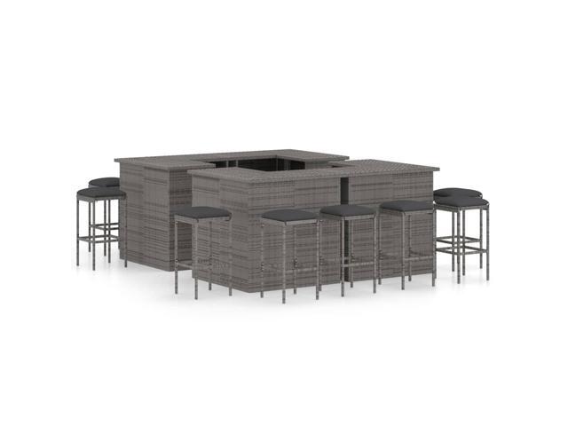 vidaXL Garden Bar Set Grey Poly rattan Removable Covers Garden Bar Set