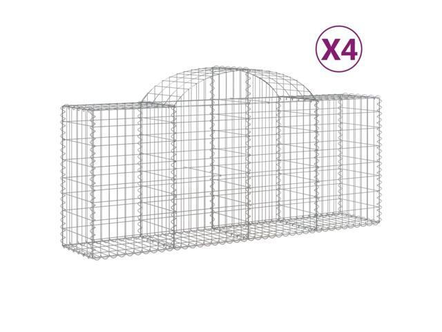 vidaXL Gabion Basket 4 Pcs Outdoor Garden Arched Gabion Basket Galvanized Iron