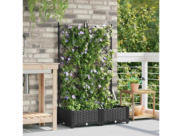 vidaXL Garden Planter 2 pcs Black 31.50 x 15.75 x 49.41 in Steel