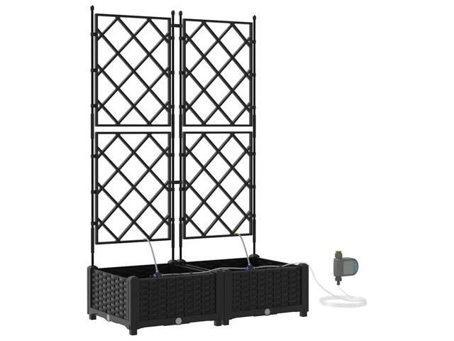 vidaXL Garden Planter 2 pcs Black Steel