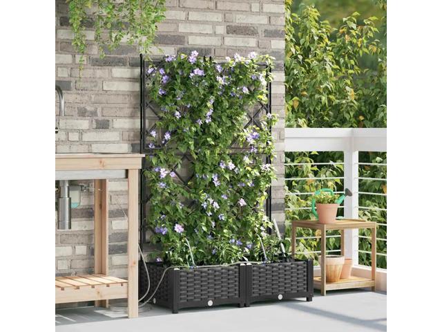 vidaXL Garden Planter 2 pcs Black Steel