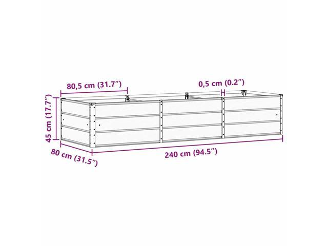 vidaXL Planter Light Grey 94.49 x 31.50 x 17.72 in Steel