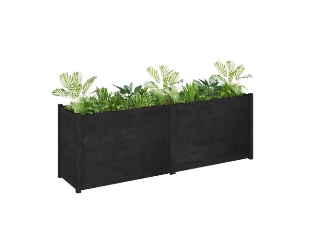 vidaXL Planter Outdoor Raised Garden Bed Flower Box Black Solid Wood Pine