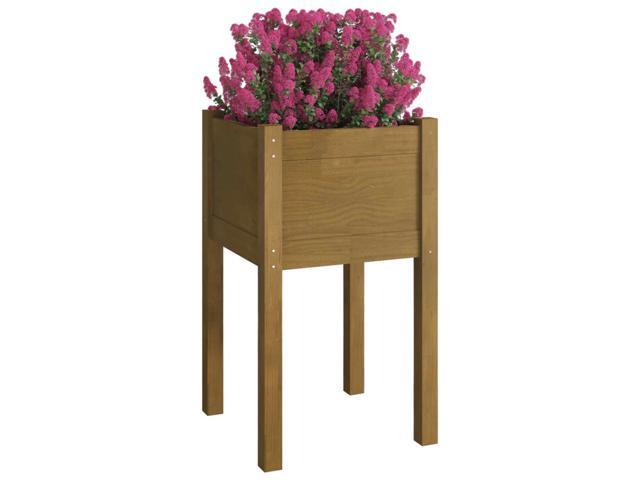 vidaXL Planter Outdoor Raised Garden Bed with Legs Honey Brown Solid Wood Pine