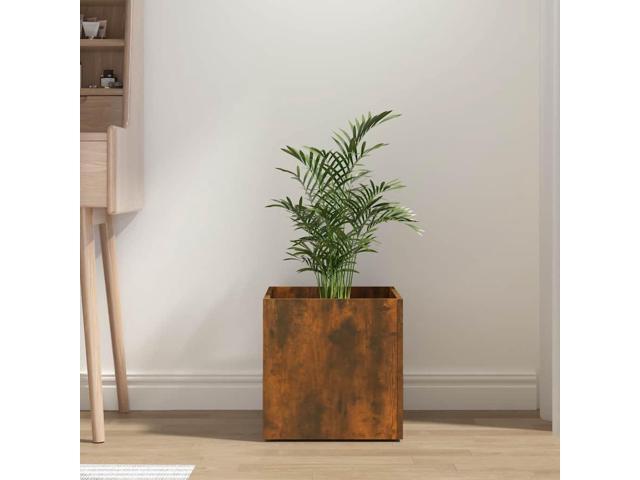 vidaXL Planter Box Square Plant Pot for Patio Garden Smoked Oak Engineered Wood