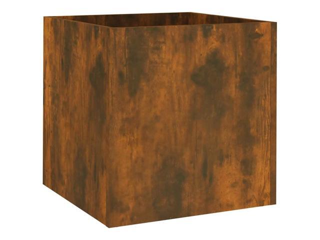 vidaXL Planter Box Square Plant Pot for Patio Garden Smoked Oak Engineered Wood