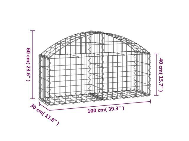 vidaXL Gabion Basket Silver Galvanized iron 39.4 x 11.8 x 15.7/23.6 in