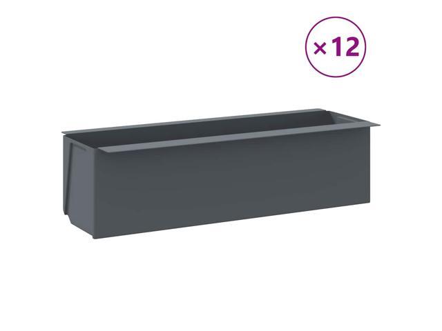 vidaXL Flower Box Set of 12 Gray Polypropylene 14.2 in x 5.3 in x 3.7 in