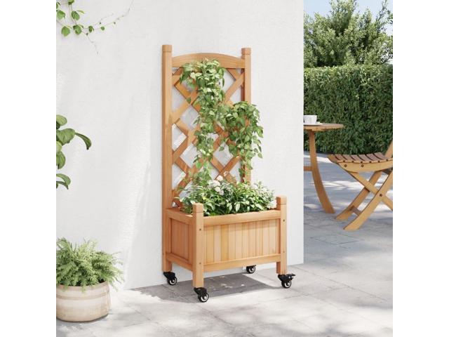 vidaXL Planter Brown Solid Wood Fir, Iron Medium Planters Planter