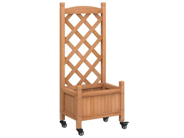 vidaXL Planter Brown Solid Wood Fir, Iron Medium Planters Planter