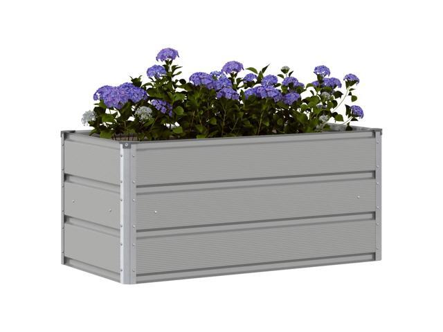 vidaXL Planter Light Grey 39.37 x 19.69 x 17.72 in Galvanised Steel