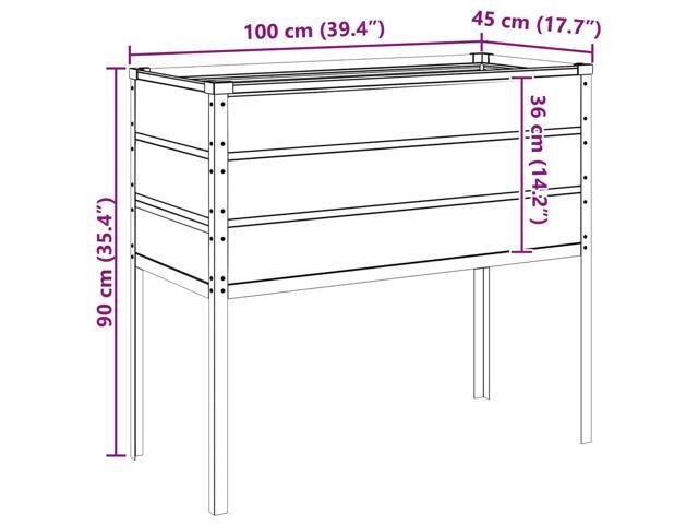 vidaXL Planter Light Grey 100 x 45 x 90 cm Galvanised Steel