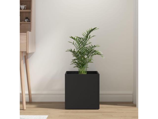 vidaXL Planter Box Black Engineered Wood 15.7x15.7x15.7 in Square