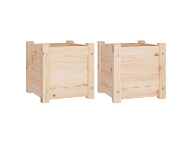 vidaXL Planter Set of 2 Natural Wood Solid Pine wood 12.2 in Planters