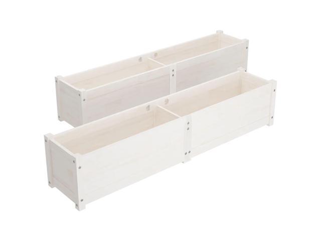 vidaXL Raised Bed 2 Pack White Solid Pine Wood
