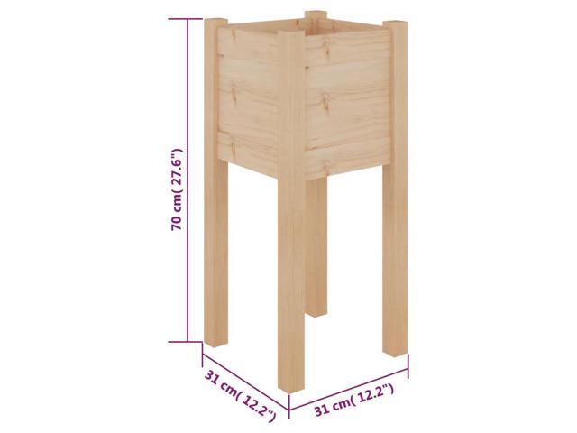 vidaXL Planter Natural Wood Solid pinewood 12.2 x 12.2 x 27.6 in Durable