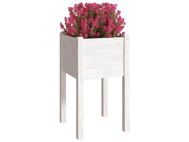 vidaXL Planter White Solid pinewood Durable Planter Square