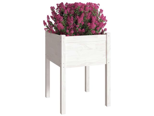 vidaXL Planter White Solid pinewood Medium Durable Planter Square