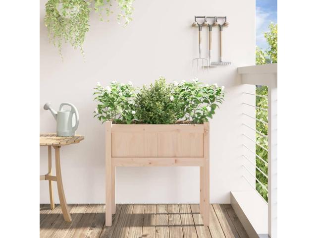 vidaXL Garden Planter Natural Pine Solid Pine Wood Medium Garden Planter